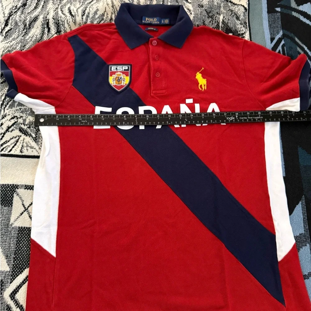 Polo Ralph Lauren Pony España #16 Crest Embroidered Red/Navy Blue/White Polo